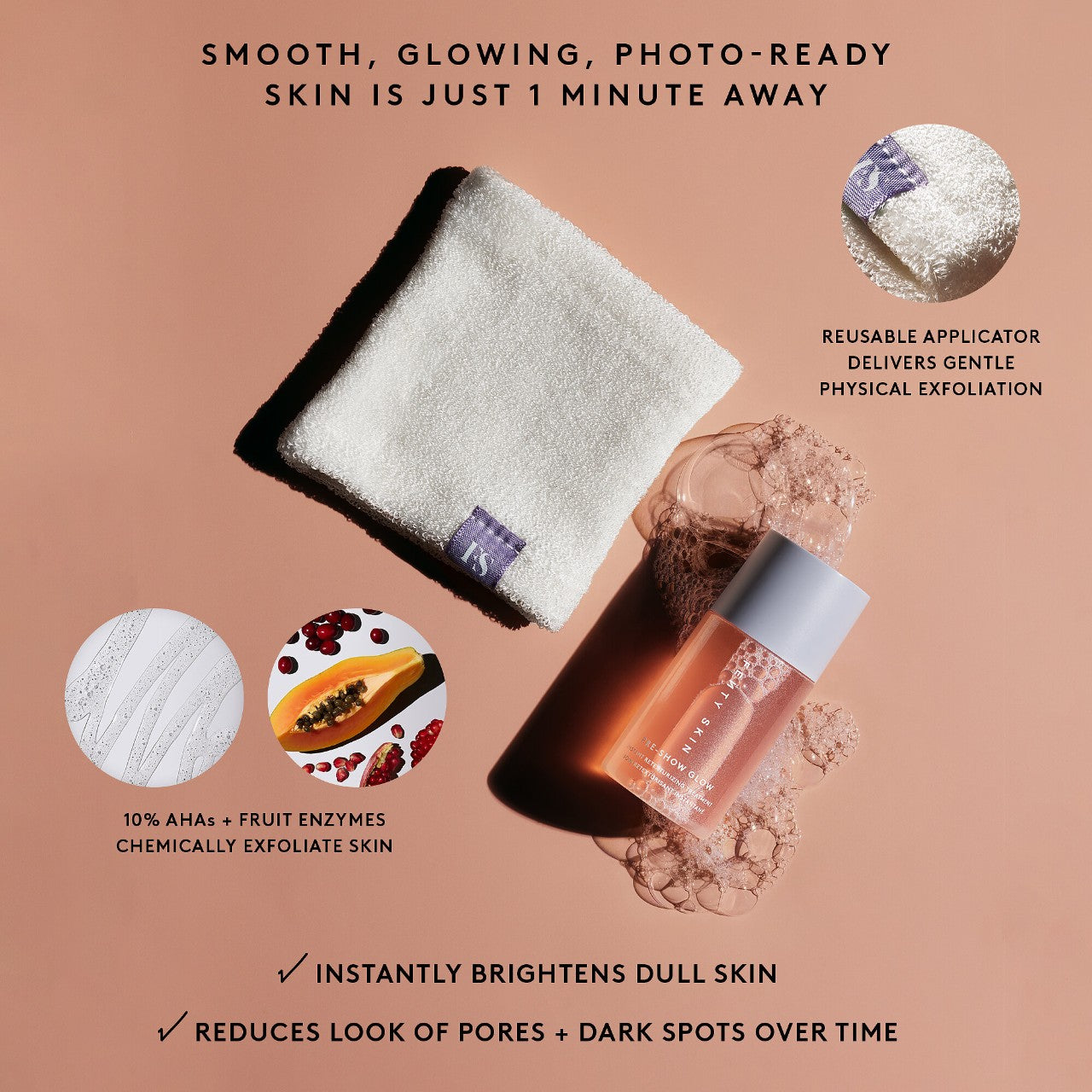 Pre-Show Glow Instant Retexturizing 10% AHA Treatment + Reusable Applicator